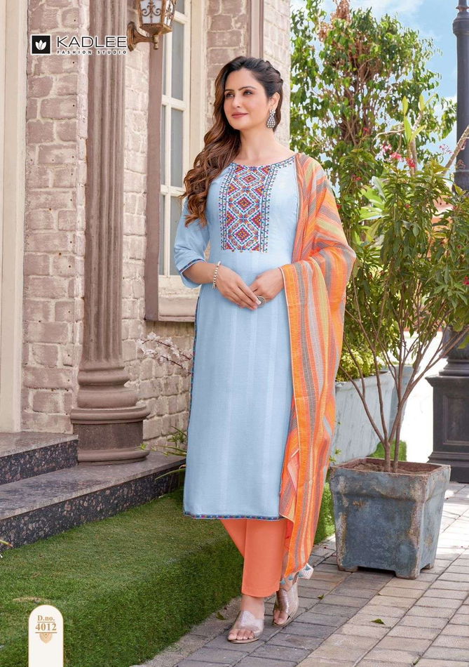 Mannat Vol 2 By Kadlee Rayon Weaving Designer Kurti With Bottom Dupatta Wholesale Shop In Surat
